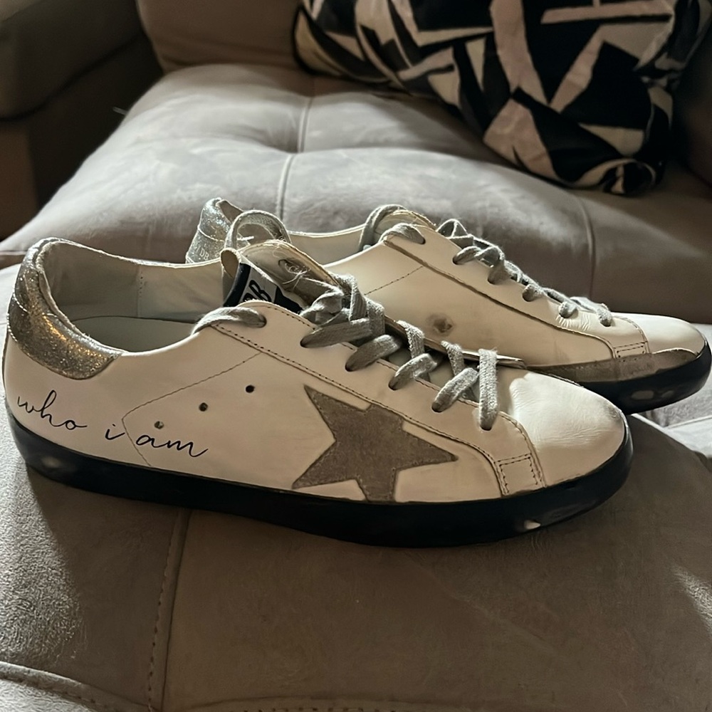 Never been worn golden goose limited addition “love me for who I am” sneakers